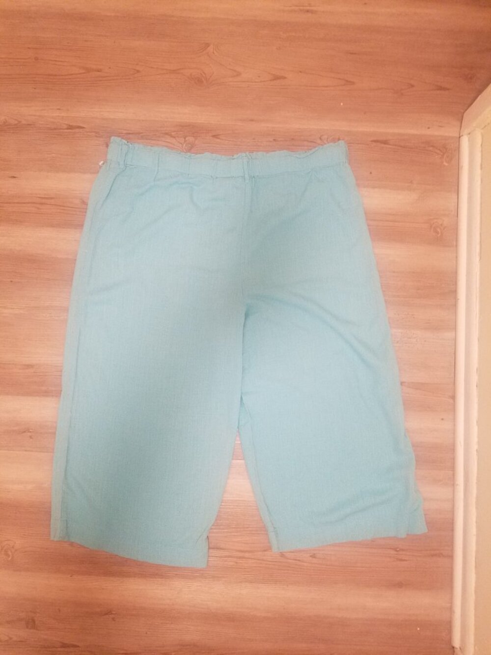 Ruby Rd. Aqua Cropped  Linen Capri Pants Comfort Size XL